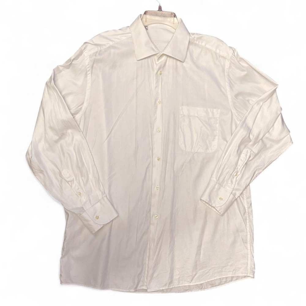 Harry & Sons Men's Size 17 34/35  XL Old Money White Dress Shirt Made in Italy.